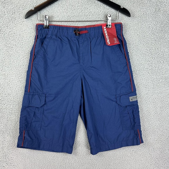 Unionbay Shorts Boys 14 Catalina Blue Cargo Elastic Waist Drawstring Pockets New - Picture 1 of 9
